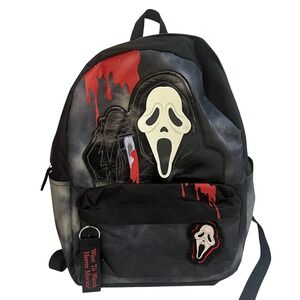 Ghostface Scream Horror Movie Glow In The Dark Backpack Black Grey Smoky Wash
